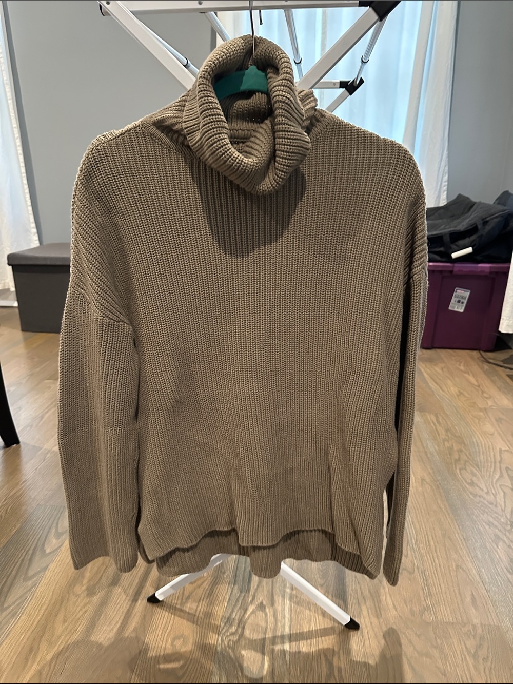 Pact Women's Taupe Cowl Turtleneck Sweater